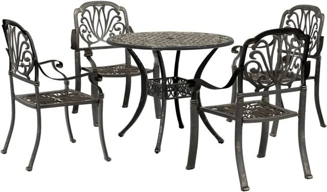 vidaXL 5-teilige Garten-Essgruppe aus Aluminium-Druckguss in Bronze - Bild 1