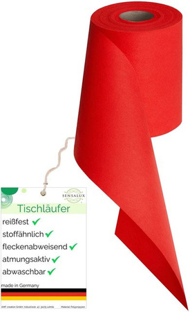 Sensalux Vlies-Tischläufer Rot, Breite: 15 cm, Länge: 25 m