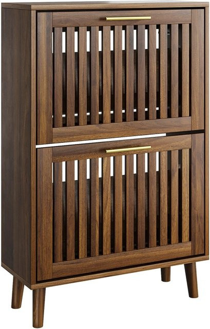 okwish Schuhschrank für den Flur mit 2 Klappschubladen in Braun, B/T/H: 60 x 24 x 93 cm - Bild 1