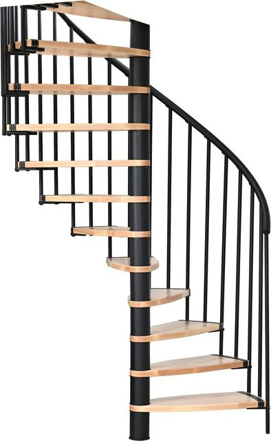 Minka Spindeltreppe Luna als Wendeltreppe aus Buche und Stahl in Schwarz für eine Raumhöhe bis 305 cm - Bild 1