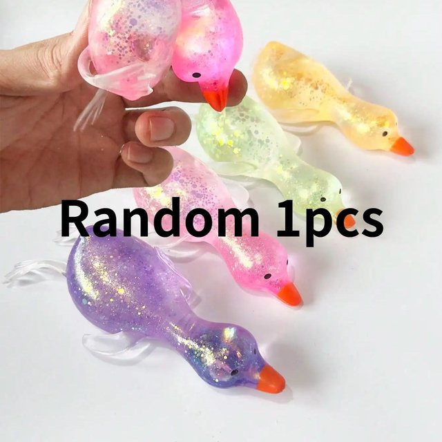 BC Pet Supplies Glitzer Kristall Schwan Ente Squishy Spielzeug, Mini Schreibtisch Dekoration - Bild 1