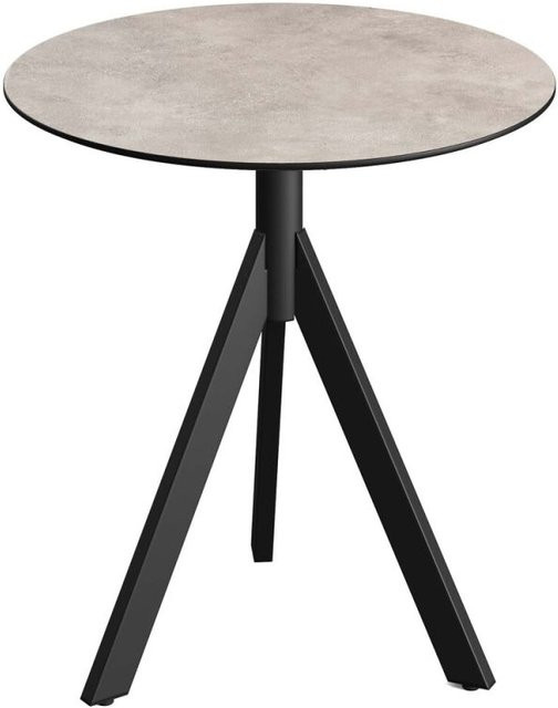 Feros Infinity Tripod Terrassentisch mit HPL-Platte, rund, schwarz/sand, Höhe: 74 cm, Durchmesser: 70 cm - Bild 1