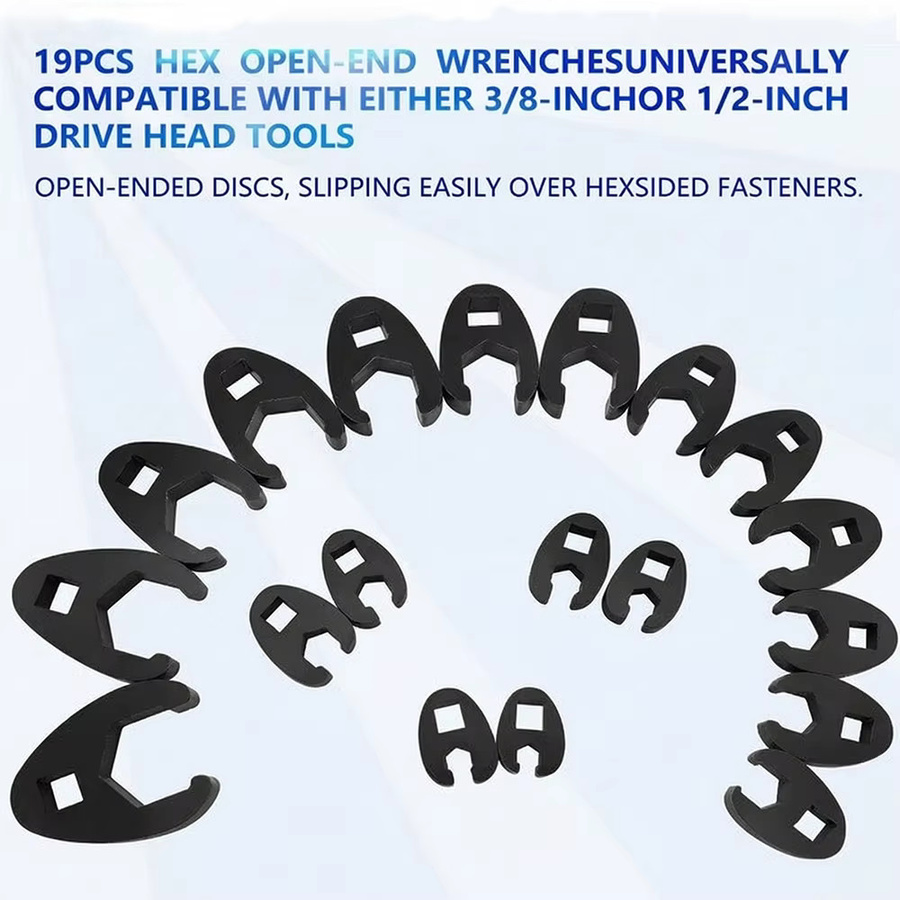 Podofo 19-teiliges Krähenfuß-Schlüsselset aus Kohlenstoffstahl mit Größen von 8mm bis 32mm für Autoreparaturen und Fahrzeuge - Bild 3