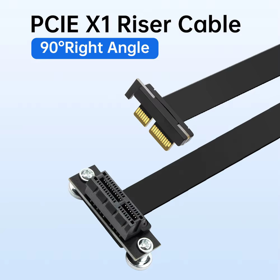Fenvi PCIE 3.0 X1 Riser-Kabel 90 Grad Rechtwinkliges PCI Express X1 Verlängerungskabel Ribbon Extender Schwarz - Bild 2