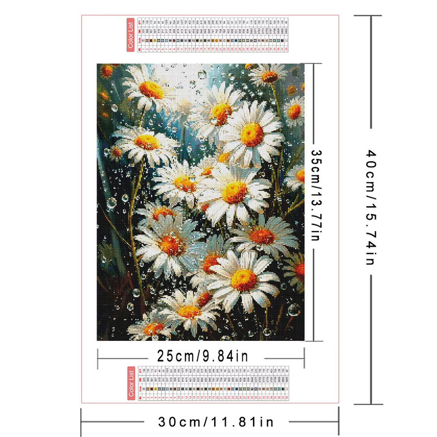 AZQSD Diamant-Stickerei Set Gänseblümchen-Blumenbild mit Strass in Multicolour, 5D Florales Diamantgemälde als Heimkunst, B/H: 20 x 30 cm - Bild 2