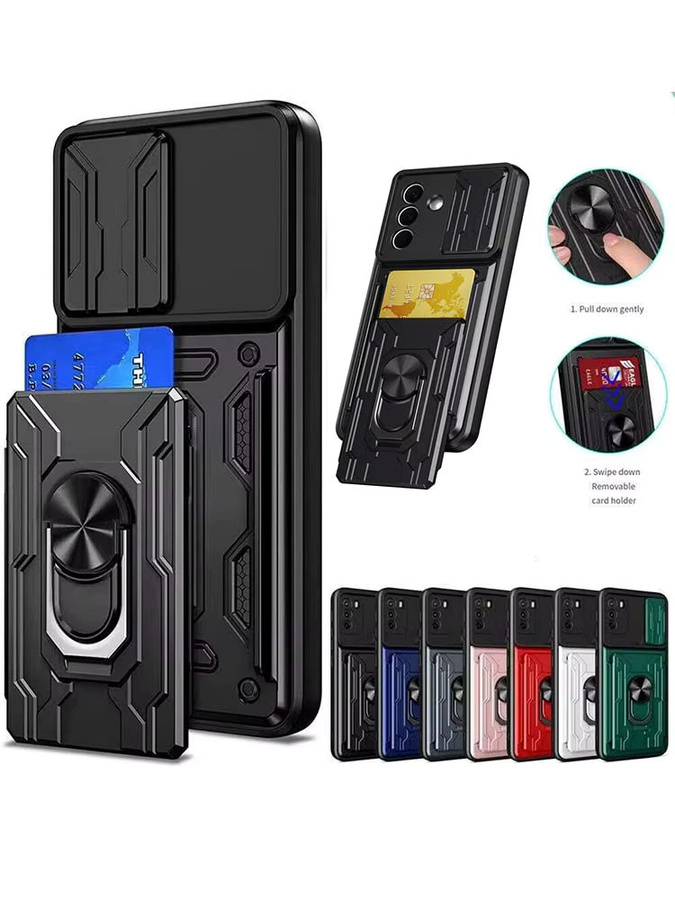Robuste Panzerhülle für Samsung Galaxy mit Kartenhalter-Slot in Schwarz oder Blau - Bild 7