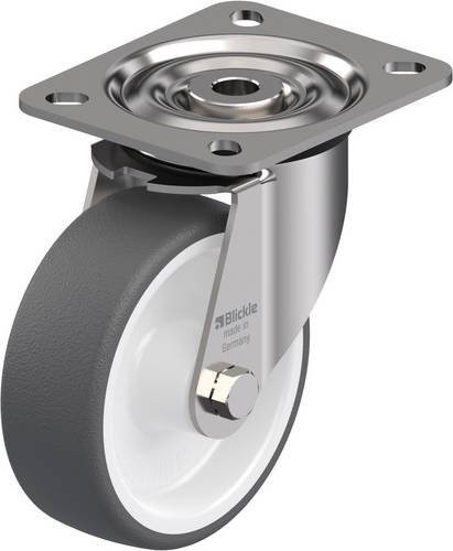 Blickle Lenkrolle LX-POTH 100G aus Edelstahl und Kunststoff, Rad-Durchmesser: 100 mm, Tragfähigkeit: 250 kg, Farbe: Grau/Weiß - Bild 1
