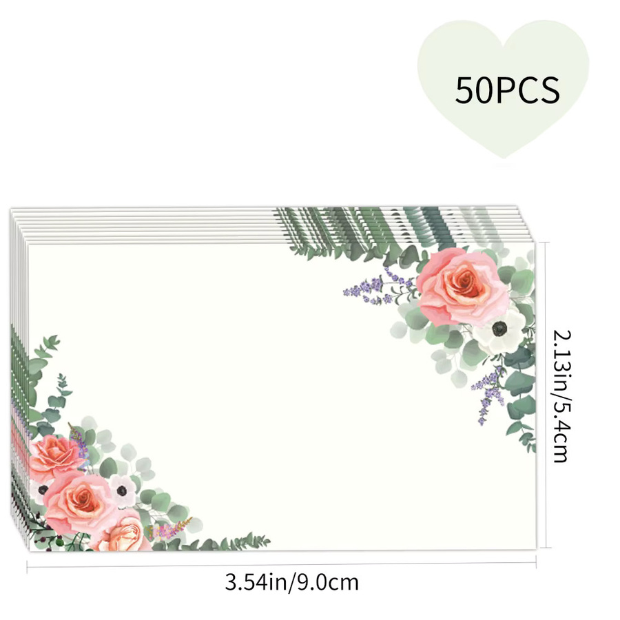 50 Stück leere Grußkarten mit floralem Aquarell-Design in Weiß für Hochzeit, Geburtstag und besondere Anlässe - Bild 2
