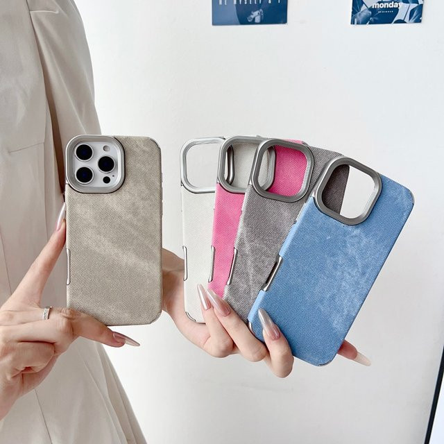Stoßfeste Denim-Handyhülle mit Kornmuster für Apple iPhone 17, 16, 15, 14 und 13 Pro MAX in Blau - Bild 1