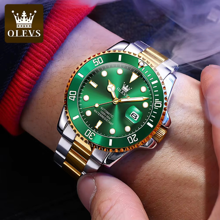 OLEVS Armbanduhr Automatik, Edelstahl, Grün, Herren - Bild 6