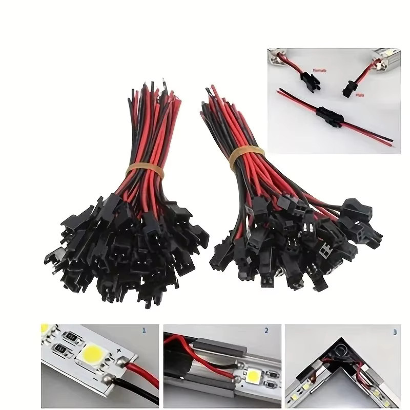 10 Paar 2-polige SM JST Kabel-Buchse und Stecker für LED-Streifen RGB 5050 3528, Farbe: Schwarz, Länge: 10 cm - Bild 2