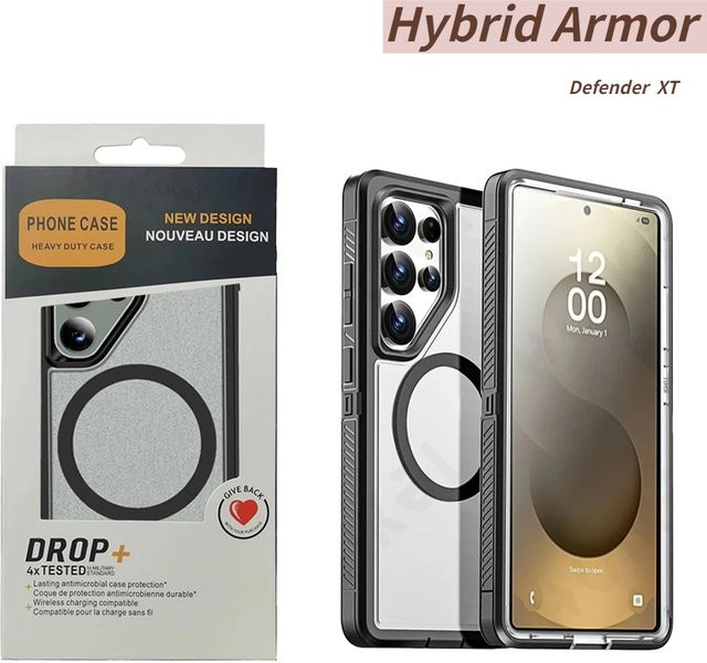 Heavy Duty Rugged Armor Defender OTT Box Handyhülle für Samsung Galaxy S26 Ultra, S25 FE, S24, S23 und S22 Plus in Schwarz - Bild 1