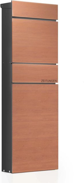 Wiltec Standbriefkasten mit Zeitungsrolle in Holzoptik - Bild 1