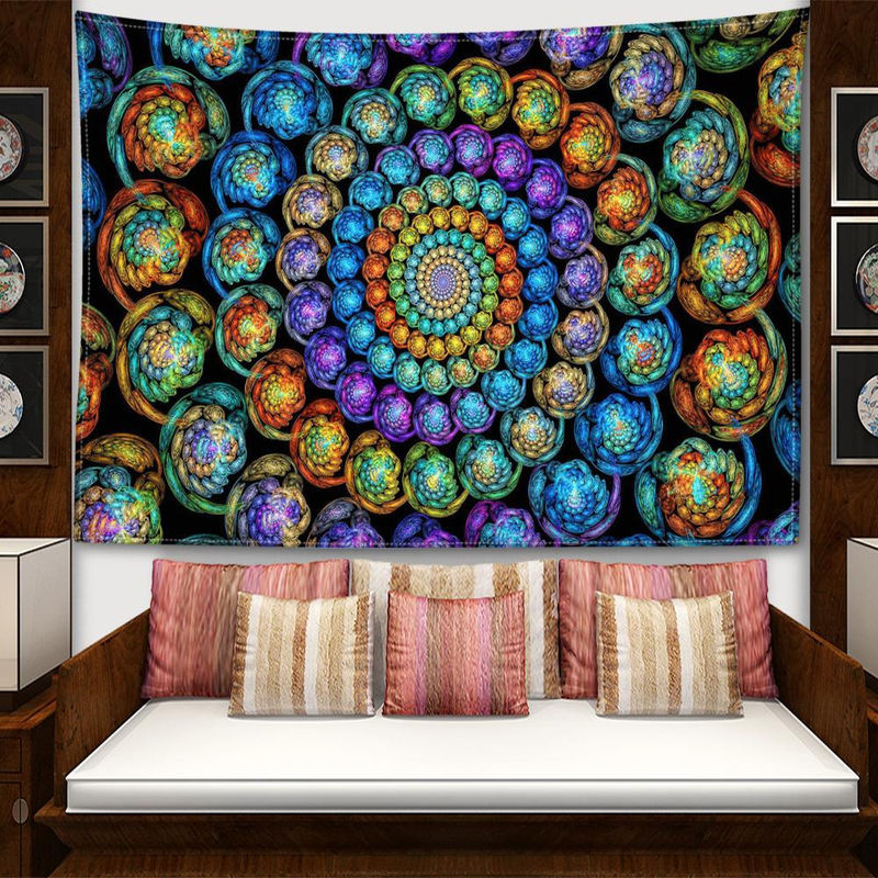 Super Six Mandala Wandteppich Sternenhimmel Abstrakt Bohemian Wandbehang Mehrfarbig B: 95 cm, H: 73 cm - Bild 3