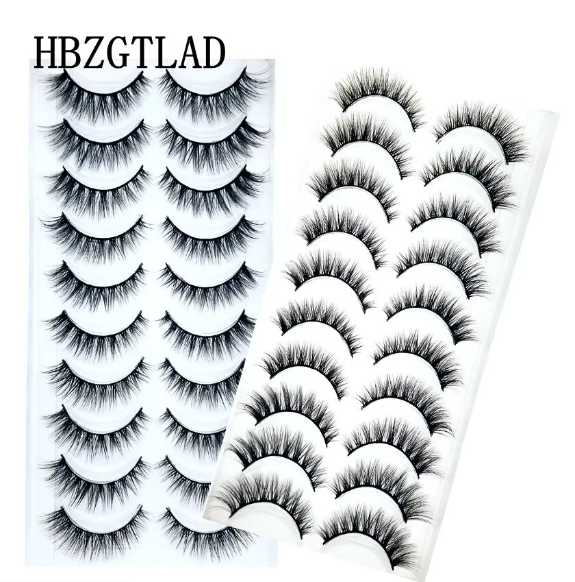 Falsche Wimpern 3D Faux Nerz, Black, 10 Paar, Natürlich - Bild 2