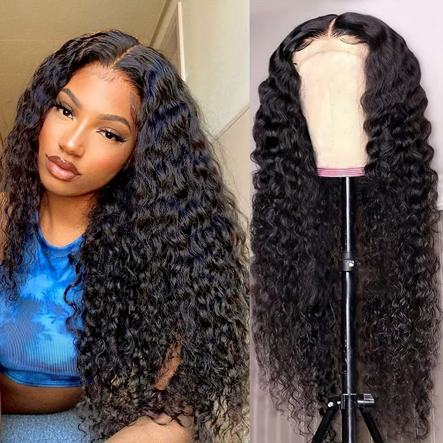 FIUMER Deep Wave Lace Front Perücke aus Echthaar, 200% Dichte, HD transparent, Damen - Bild 5