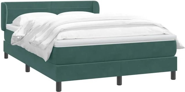 vidaXL Boxspringbett mit Matratze in Dunkelgrün aus Samt, Hybridbett mit Taschenfederkern, B/T/H: 160 x 220 x 163 cm - Bild 1