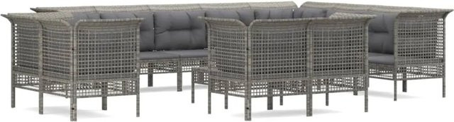 vidaXL 13-tlg Garten-Lounge-Set in Grau mit Kissen aus Poly Rattan und Metallgestell - Bild 1