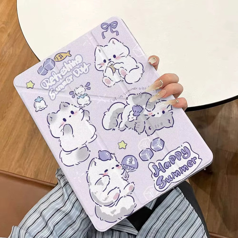 Süße Katzen Hülle mit Stifthalter für Apple iPad Pro, Air und Mini in Multicolour - Bild 2