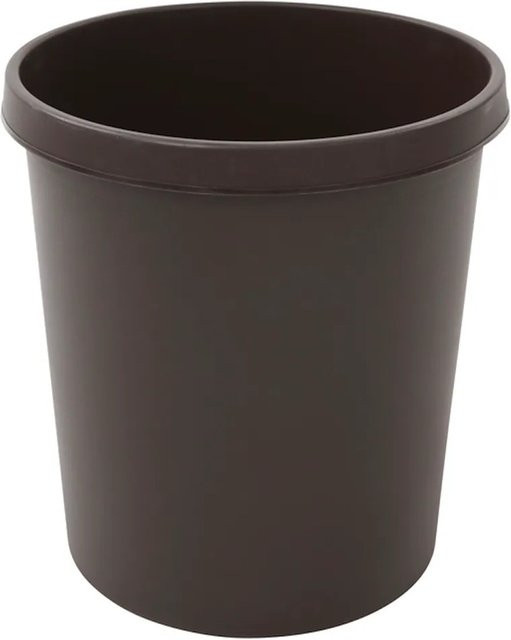 PROREGAL Klassischer Runder Kunststoff Papierkorb Braun, Volumen: 18 Liter, H x B x T: 32 x 31 x 31 cm - Bild 1