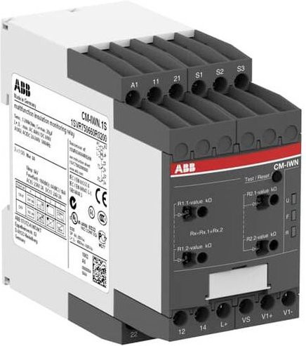 ABB CM-IWN.1P Isolations-Überwachungsrelais mit 2 Relais-Ausgängen in Grau - Bild 1