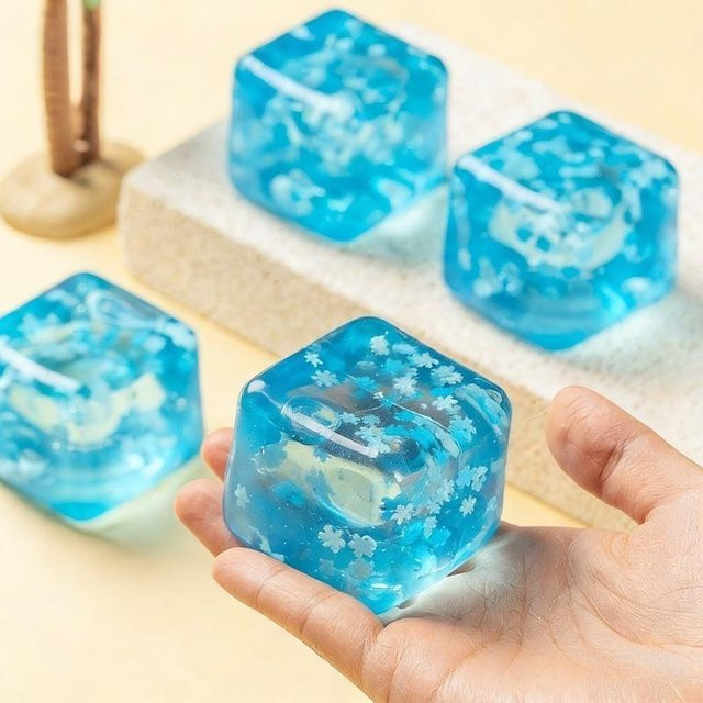 BC Pet Supplies Schneeflocken Eiswürfel Squishy Spielzeug, Transparent, Wasser-Gefühl, Stressabbau - Bild 1