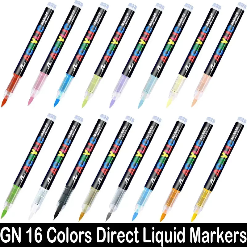 GUANGNA Acrylmarker Set mit Pinselspitze, Mehrfarbige Direktflüssige Acrylfarbstifte für Steinmalerei, Keramik und DIY Kunstprojekte - Bild 4