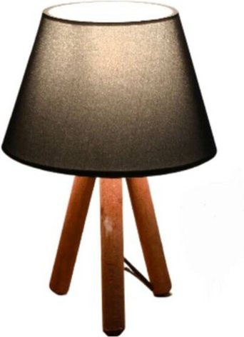 Opviq Tischleuchte in Anthrazit aus Holz und Stoff mit E27 Fassung, B/H/T: 22 x 30 x 22 cm - Bild 1
