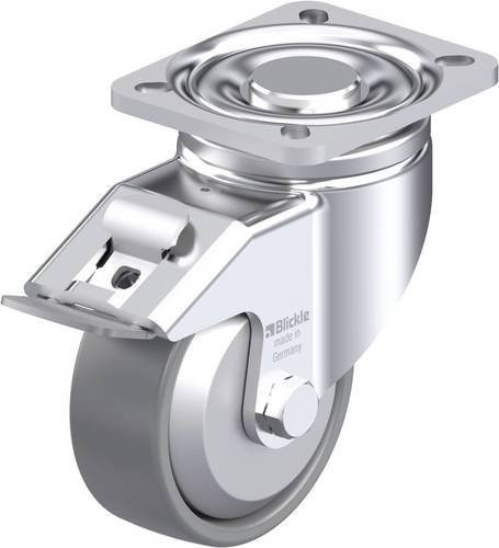 Blickle Stahlblech-Lenkrolle LH-PO 100KA-1-FI-ELS-FA in Silber, Rad-Durchmesser: 100 mm, Tragfähigkeit: 280 kg - Bild 1