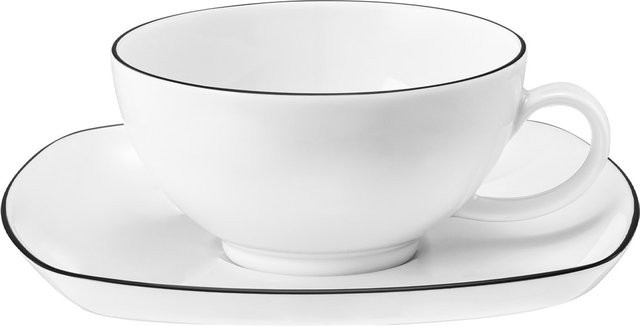 Seltmann Weiden Teetasse mit Untertasse Lido Black Line, Schwarz, 200 ml - Bild 1