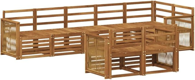 vidaXL Sofagarnitur aus Massivholz Akazie in Braun mit modernem Latten-Design und lackierter Oberfläche - Bild 1