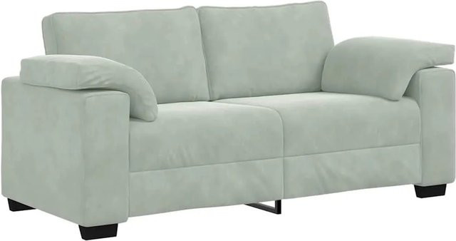 vidaXL Zweisitzer-Sofa in Hellgrau mit Samtbezug und Armlehnen - Bild 1