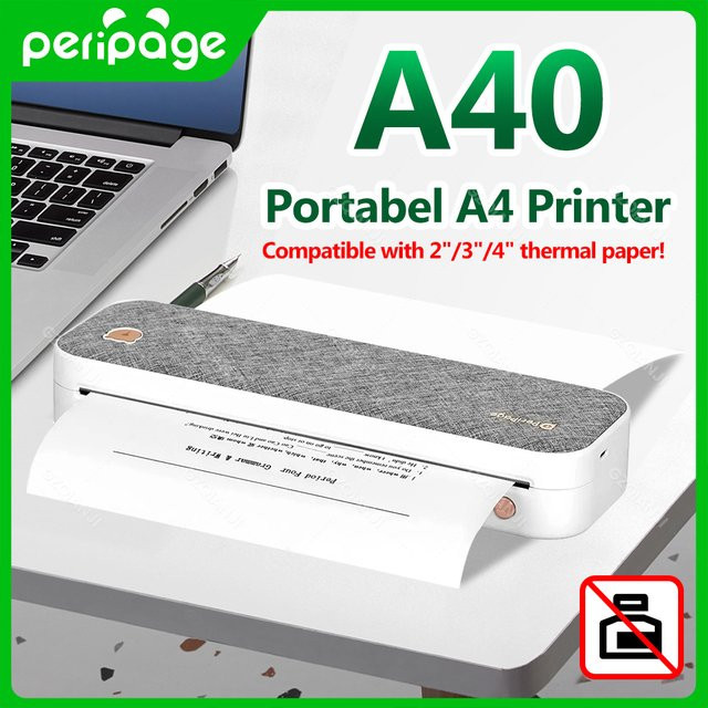 PeriPage A40 Kontinuierlicher Thermo-A4-Drucker, kabelloser Thermodrucker für PDF und Webseiten, tintenlos, 210 mm Papierbreite - Bild 1