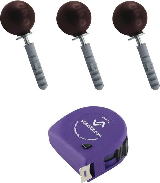 vasalat Set Türstopper für Boden und Wand zum Schrauben, Farbe Braun, Durchmesser: 35 mm, Höhe: 31 mm - Bild 1
