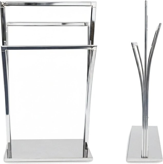 Relaxdays Handtuchständer aus Edelstahl in Silber mit 3 Stangen, Höhe: 86 cm, Breite: 50 cm, Tiefe: 20 cm - Bild 1