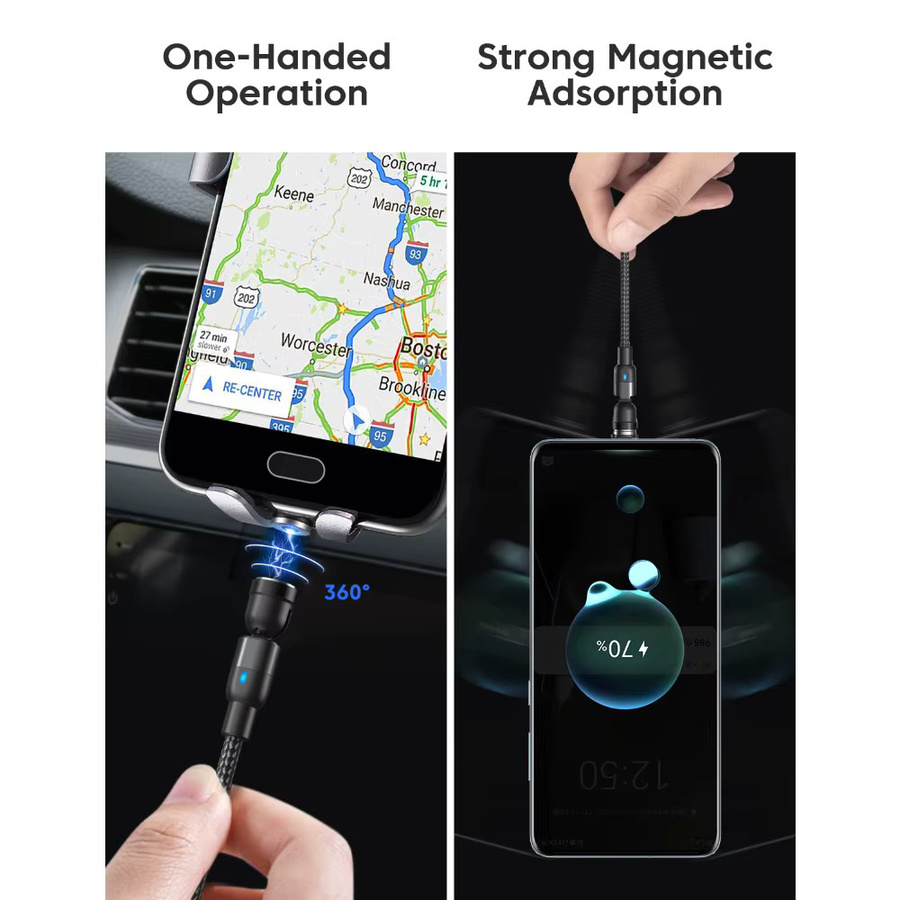 AUFU 3 in 1 Magnetisches Schnellladekabel mit USB-C und Micro-USB in Schwarz - Bild 4