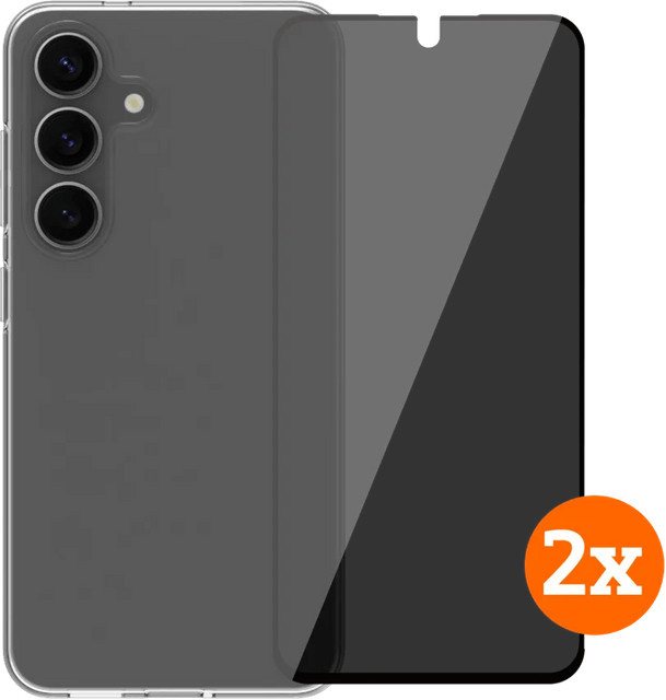 BlueBuilt Doppelpack aus transparentem Backcover und Displayschutz mit Blickschutzfilter für Samsung Galaxy S25 - Bild 1