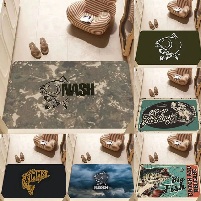 Nash Fishing Logo Bodenmatte aus Polyester für Kinderzimmer, Schlafzimmer und Wohnzimmer mit Anti-Rutsch-Funktion - Bild 1