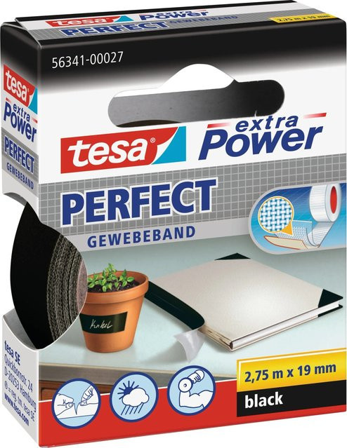 Tesa Extra Power Gewebeband Schwarz Breite: 19 mm, Länge: 2,75 m - Bild 1