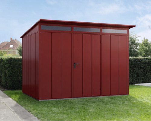 Ecostar Gerätehaus Elegant-P aus Metall in Rot mit B/H/T: 302,8 x 232,3 x 238 cm - Bild 1
