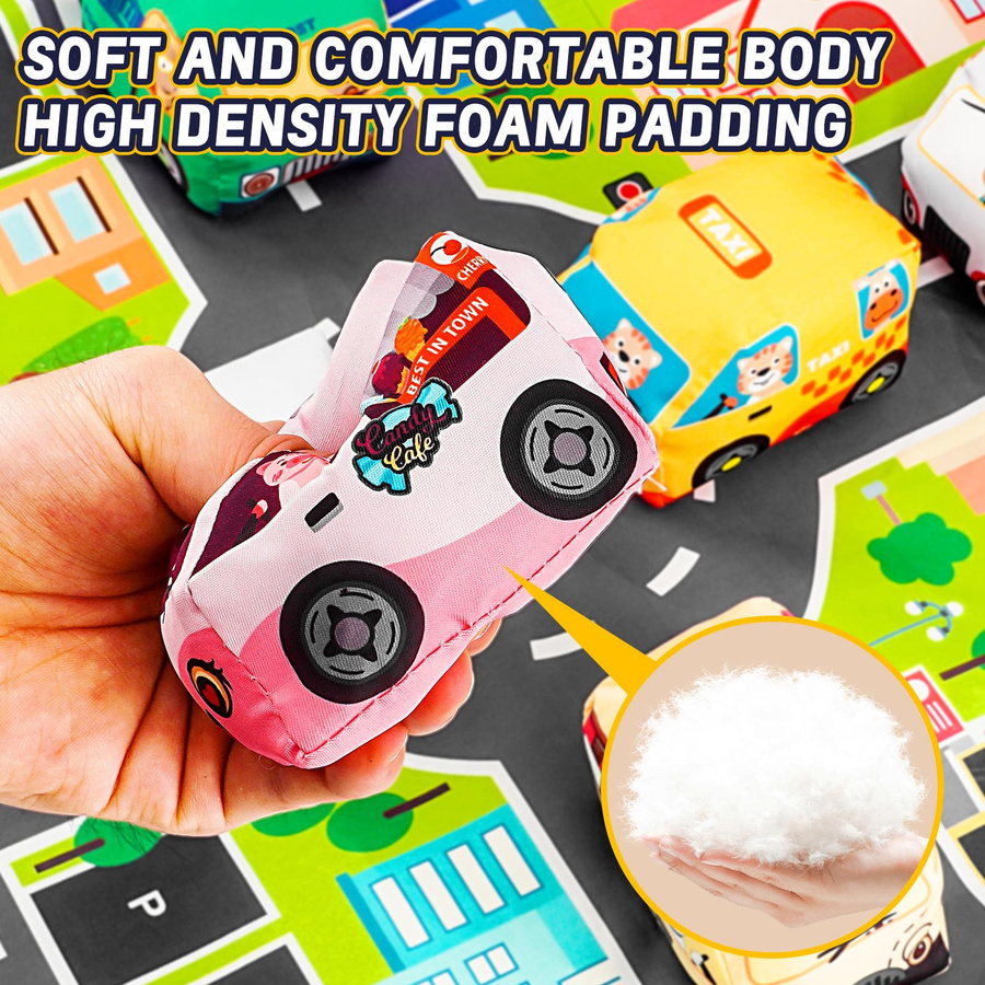 Yiran toy Lernfähige Schiebe-Fahrzeuge mit Spielmatte und Tragetasche 1-teiliges Set - Bild 3