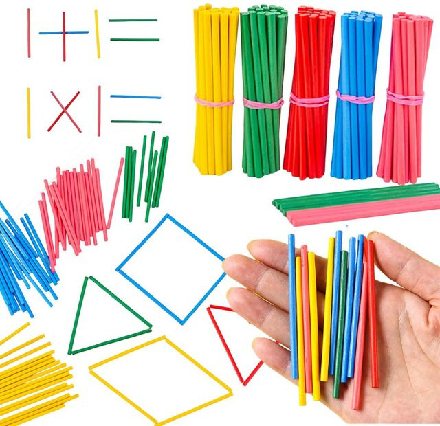 YMY Holz-Zählstäbchen in verschiedenen Farben, 100 Stück Mathematik-Lehrmittel zur Förderung der visuellen Wahrnehmung und Hand-Augen-Koordination - Bild 1