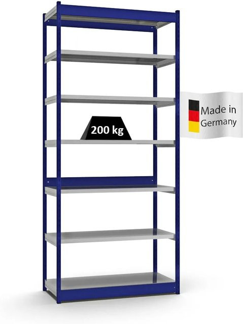 PROREGAL Fachbodenregal Stecksystem mit 7 Ebenen in Enzianblau, H x B x T: 300 x 132,5 x 50 cm - Bild 1