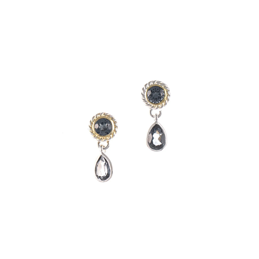 Ohrstecker 925 Silber, teilvergoldet, Zirkonia, anthrazit, Unisex - Bild 1