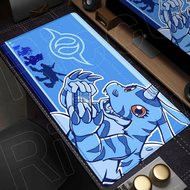Japan Anime Mousepad Gabumon Design, Blau, B/T: 90 x 40 cm - Bild 1