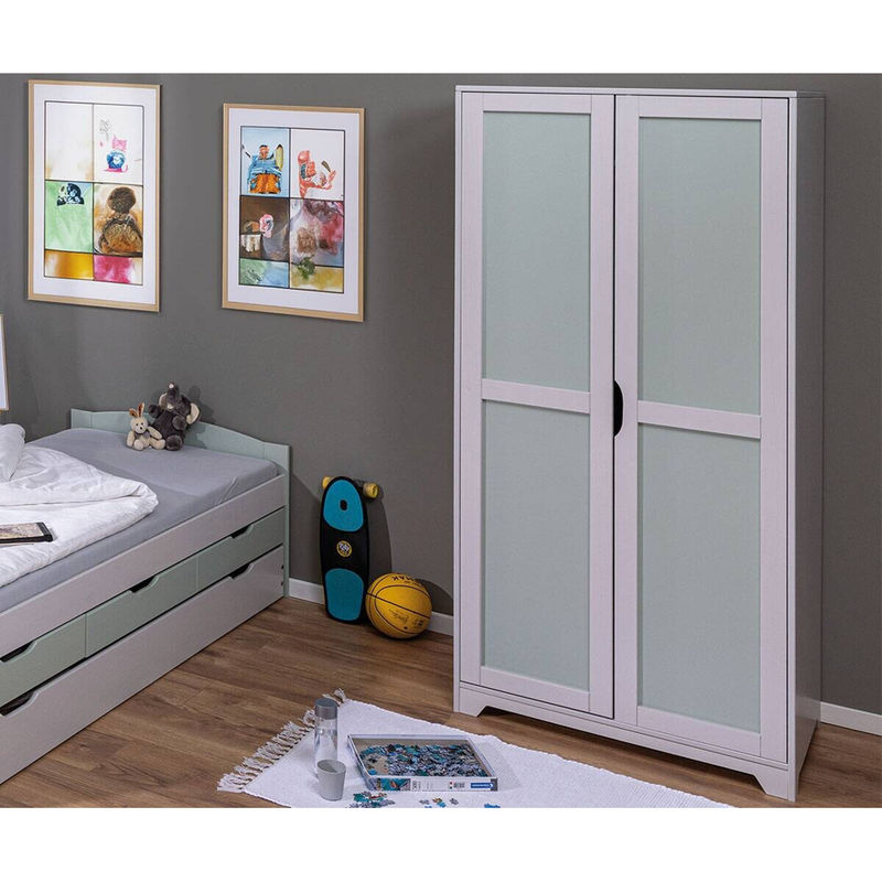 Inter Link Kleiderschrank Prati in Hellgrau und Salbeigrün, B/H/T: 59,5 x 205 x 92 cm - Bild 2