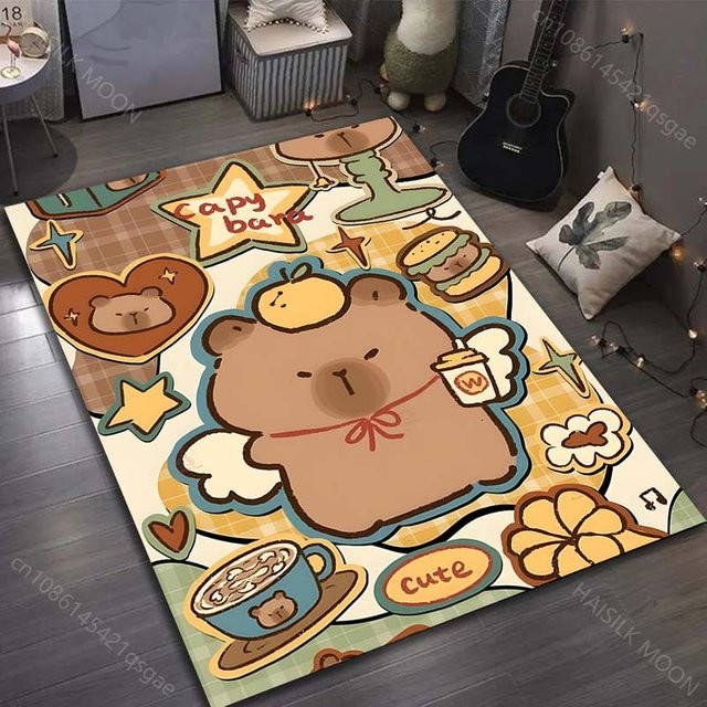 UQIDEHOME Capybara Cartoon Teppich Rutschfeste Bodenmatte aus Polyester, B/T: 60 x 40 cm, Mehrfarbig - Bild 1