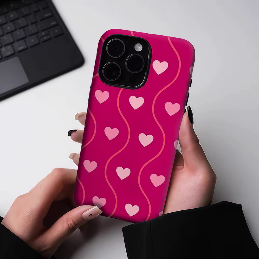 Potdemiel Handyhülle Fuchsia Wave & Heart für iPhone 17 16 15 14 13 Pro Max Plus, robuste doppelschichtige Hülle mit Magnetfunktion - Bild 3