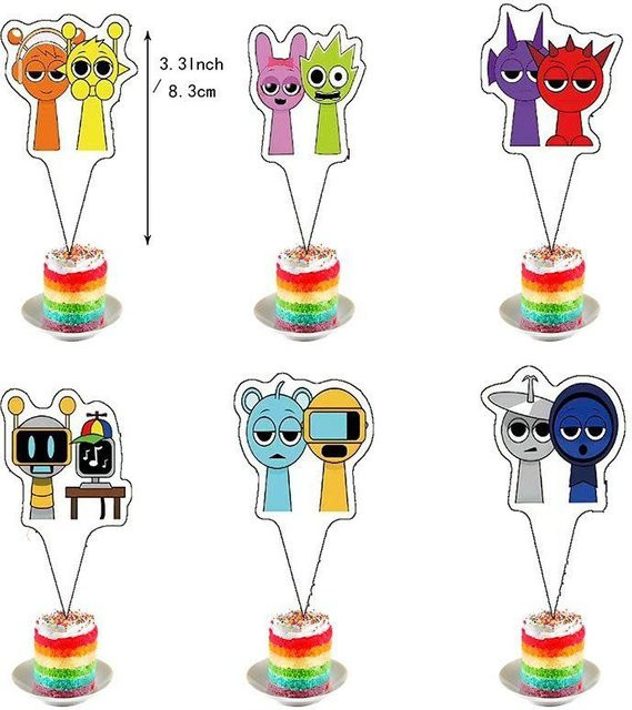 Molia Rhythm Box Sprunki Geburtstag Dekoration für Kinder, Cake Inserts aus Papier, Multicolour, 12 Stück - Bild 1