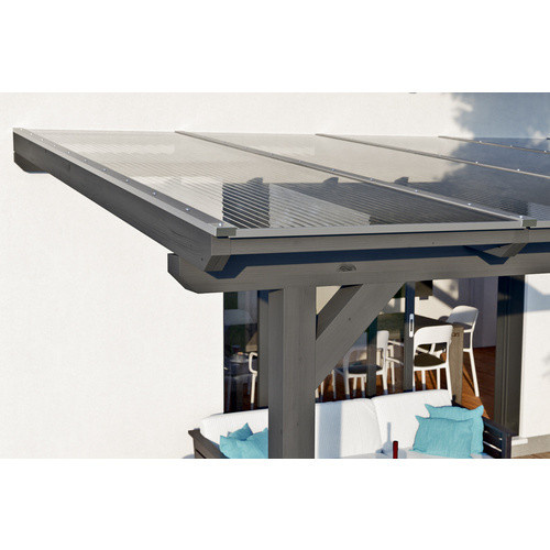 Skan Holz Terrassenüberdachung Bormio aus Leimholz in Schiefergrau, Breite: 648 cm, Tiefe: 350 cm - Bild 4